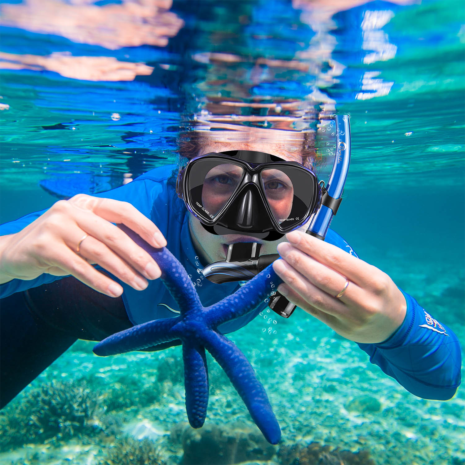 SolUptanisu Schnorchel Maske Set Erwachsene Taucherbrille Brille Schnorchel Schnorchelausrüstung für Frauen und Männer Schwimmen Tauchen Unterwasser Freitauchen 